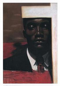 Sorrowful man behind the cross